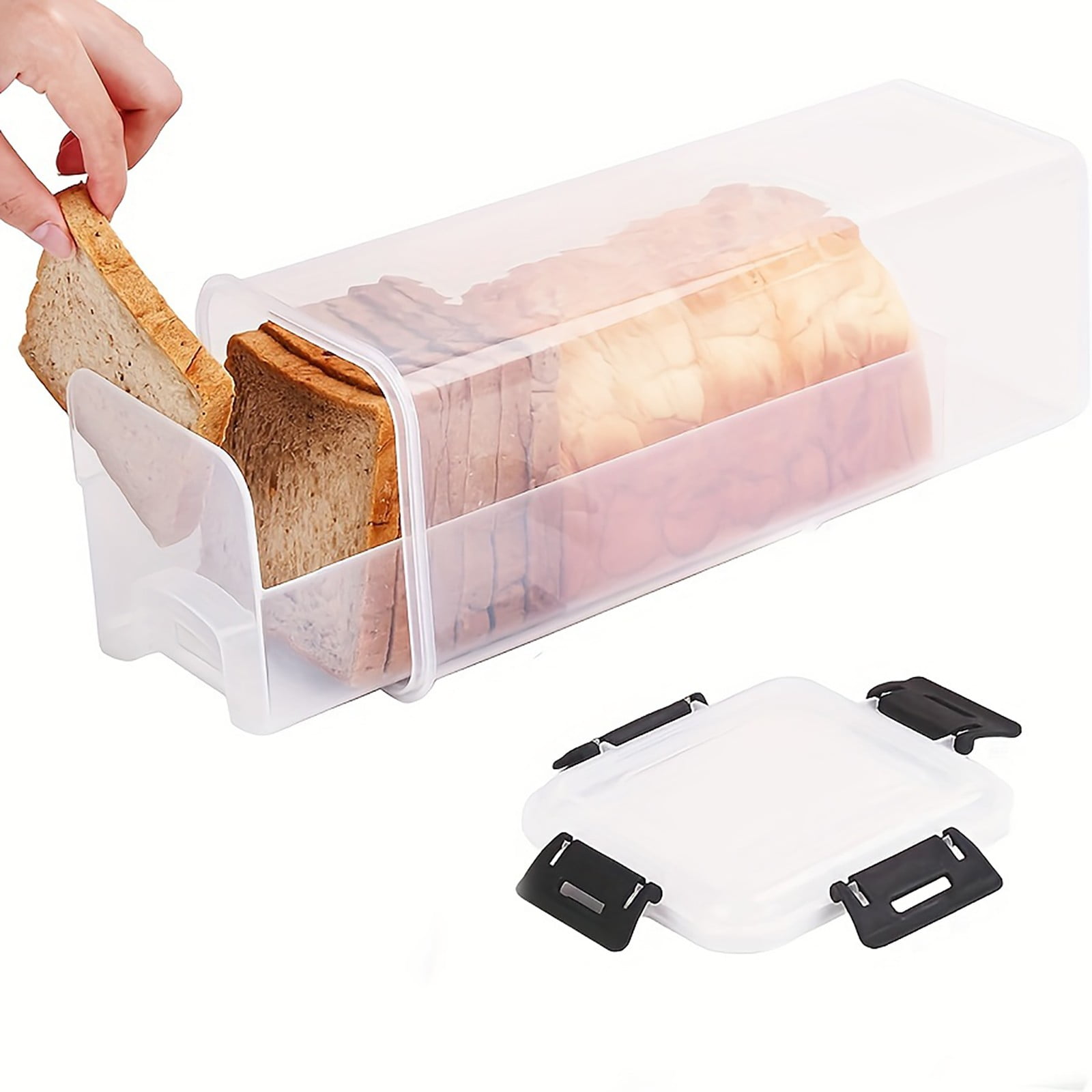 Saashi Plastic Bread Storage Box Airtight Food Container Sandwich Keeper Lid Loaf.