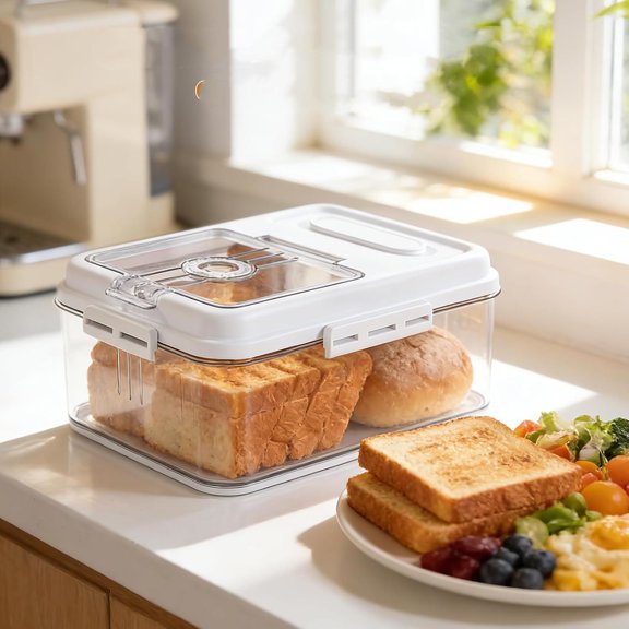 Bread Box for Homemade Bread for Kitchen Counter Airtight, Time Recording Bread Storage Container with Lid, Bread Keeper for Toast, Bagel, Donut and Cookies, 2 Pack
