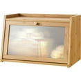 thumbnail image 1 of Bread Box for Kitchen Counter, Large Bamboo Bread Storage Container with Wavy Arcylic Door, Bamboo Wooden Farmhouse Bread Box for Your House (Natural, Medium), 1 of 7