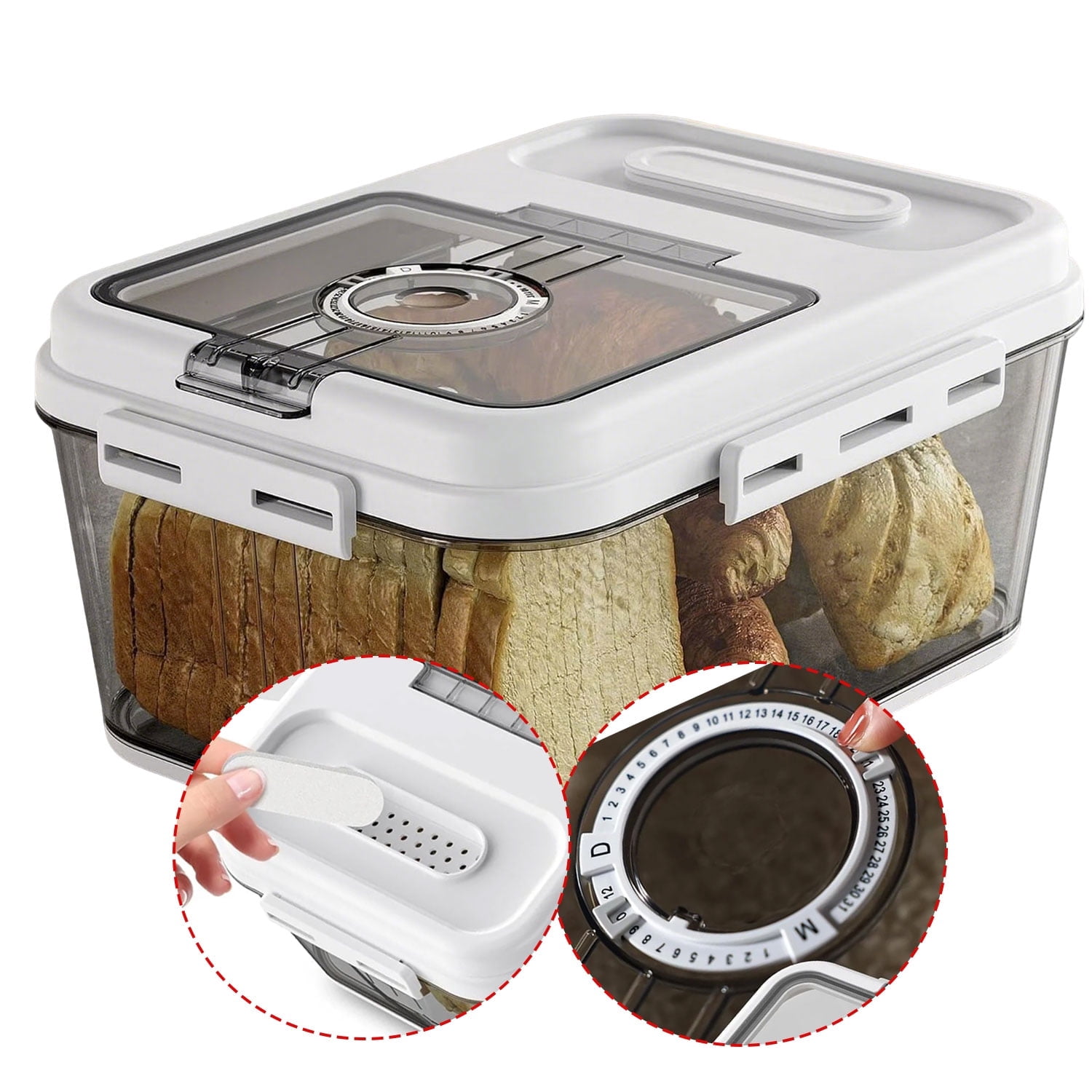 Bread Box For Kitchen Countertop, Airtight Bread Storage Container ...