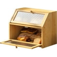 thumbnail image 1 of Bread Box for Kitchen Countertop Bin Double Layer Bread Box Storage Container Extra Large Capacity Farmhouse with Diamond Pattern Windows (Natural, Large), 1 of 13