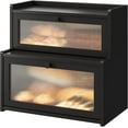 thumbnail image 1 of Bread Box for Kitchen Countertop Double Layer Large Corner Bread Box Capacity Bread Storage Bin Farmhouse Breadbox Container Organizer Cabinet Cupboard Black, 1 of 6