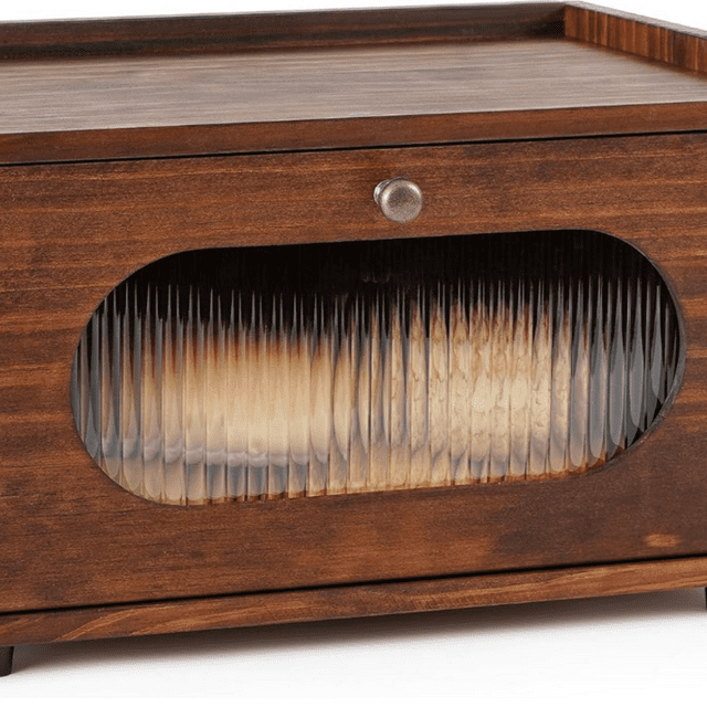 Bread Box for Kitchen Countertop Storage Wooden Breadbox Holder