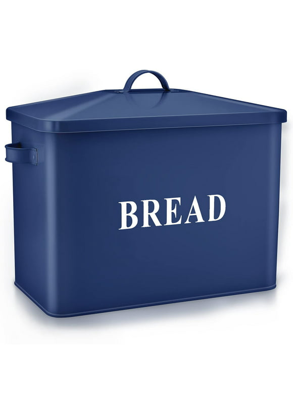 Bread Box for Kitchen Countertop, Vesteel Metal Bread Bin Holder for Modern Classic Farmhouse, Extra Large & High Capacity Storage Container - 13" x 9.8" x 7.3" - Holds 2+ Loaves, Navy Blue