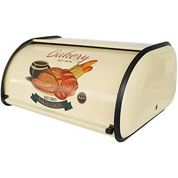 Bread Box Kitchen Metal Container for Storage Bin Countertop Keeper Rustic Holder Vintage airtight Counter with Roll Top Farmhouse Bread Boxes