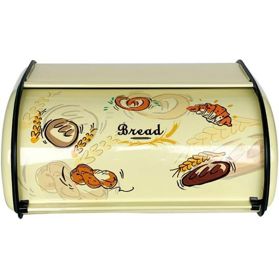 Bread Box Metal Bread Storage Container Roll Top Bread Bin for Kitchen Countertop Farmhouse Bread Boxes Bread Keeper Holder Vintage airtight Counter