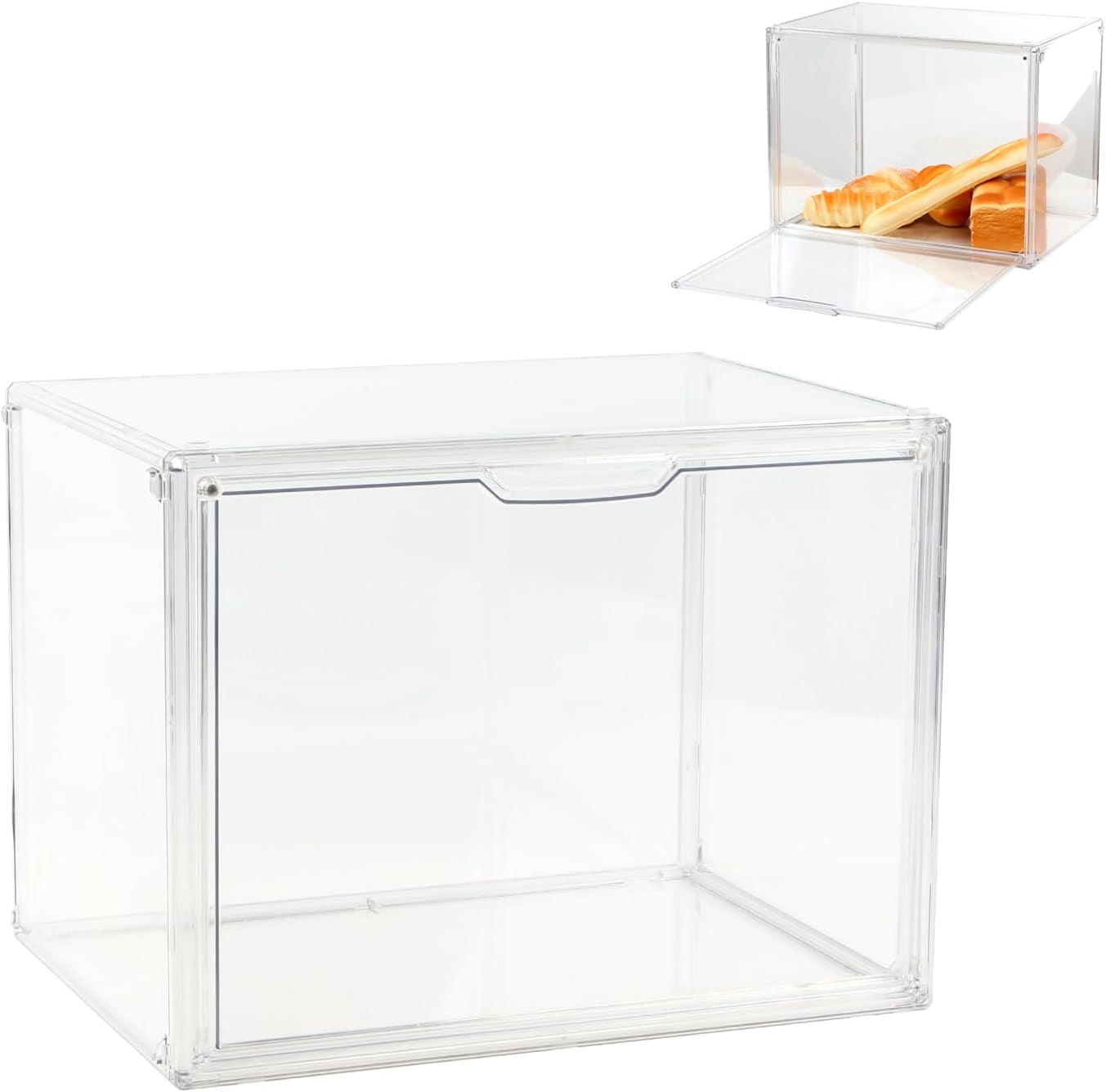 Bread Box Storage Container, Clear Stackable Storage Bins with