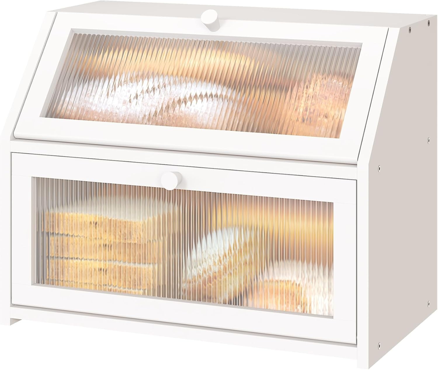 Bread Box for Kitchen Counter, Large Bamboo Wood Bread Box, White Bread ...