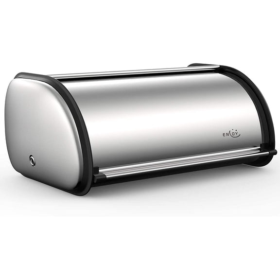Bread Box for Kitchen Counter, Stainless Steel Roll Top Bin, Sliver Storage Holder with Lid, Large Capacity Keeper, 17 x 11 7 Inches