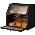 thumbnail image 1 of Bread Box for Kitchen Countertop Bin Double Layer Bread Box Storage Container Extra Large Capacity with Diamond Pattern Windows (Black, Extra Large), 1 of 14