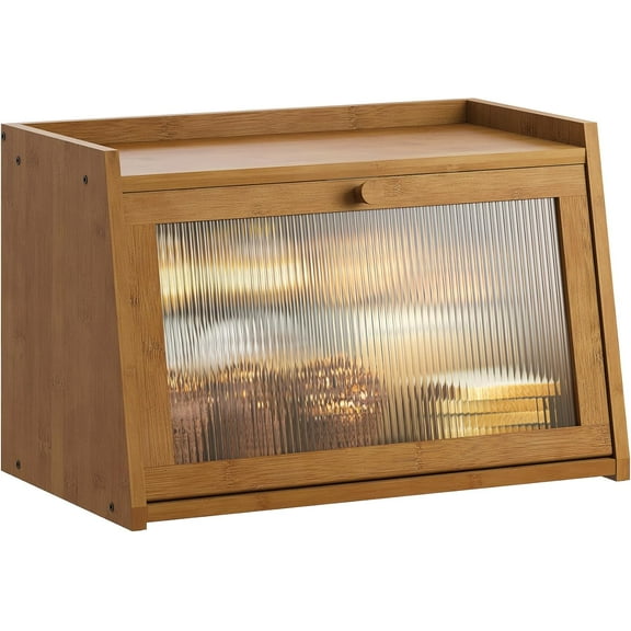 Bread Box for Kitchen Countertop Large Bread Box Farmhouse Bread Container Bread Storage with Window Bread Holder,Coffee
