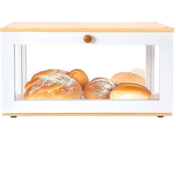 Bread Box for Kitchen Countertop - Large White Bread Box Pastry Display case kitchen Storage