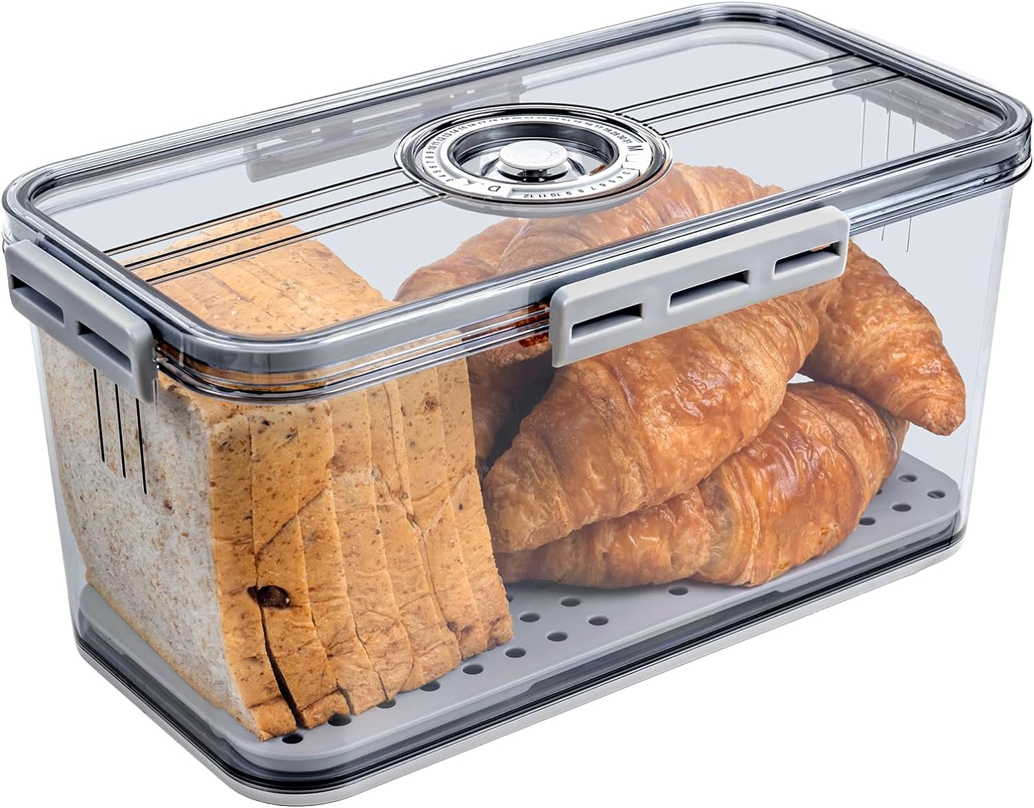 Bread Boxes For Kitchen Counter,Airtight Time Recording Kitchen Storage
