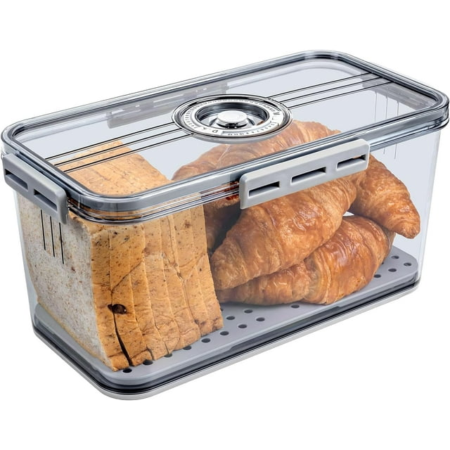 Bread Boxes For Kitchen Counter,Airtight Time Recording Kitchen Storage