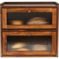 thumbnail image 1 of Brown Corner Bread Box for Kitchen Countertop,Cuopluber Large Bread Container Storage Bamboo Wooden Farmhouse Bread Box with Window Bread Holder, 1 of 9