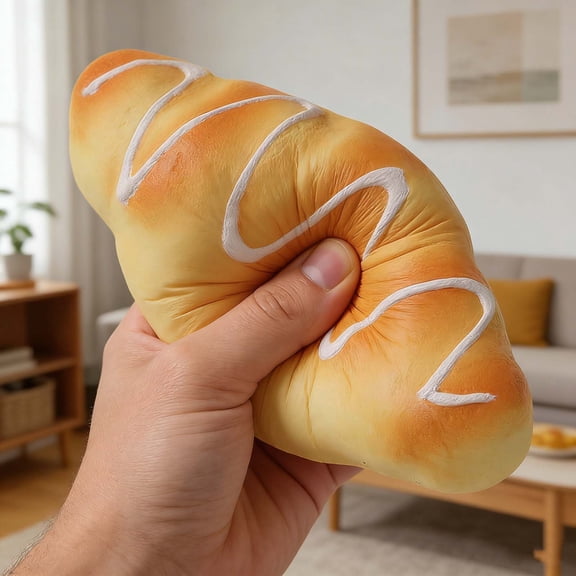 Bread Cake Shape Squeeze Ball Slow Recovery Soft Texture Simulation Food Style Hand Grip Decompression Ball Pinch Knead for Relaxation, 1 Count
