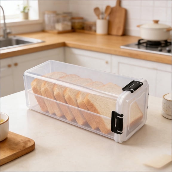 Bread Container 13in Transparent Airtight Storage Box for Kitchen Organization and Homemade Loaves Keeping