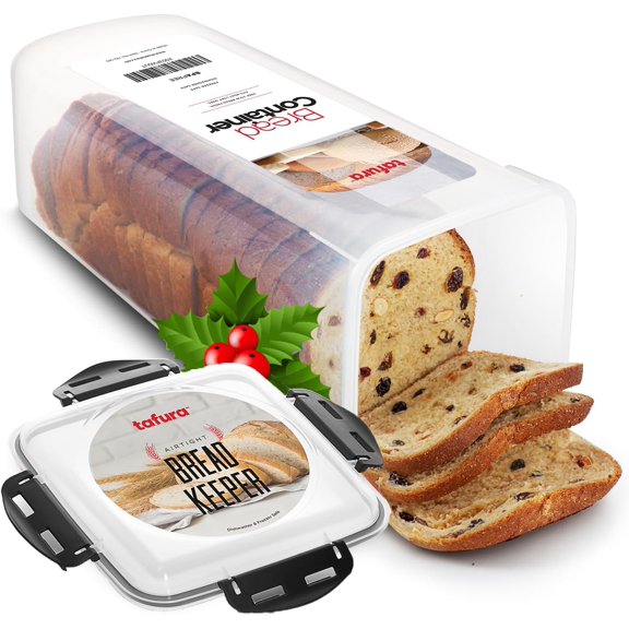 Bread Container - 5.8 Liter BPA Free Plastic Box Container/Holder for Homemade Loaves and Baked Goods with Black Airtight Lid