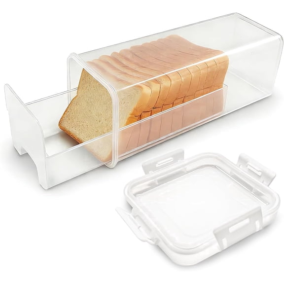 Airtight Bread Container with Drawer Tray, Plastic Bread Box for Homemade Loaf & Sandwich Storage, BPA-Free Keeper for Countertop, Pantry or Freezer