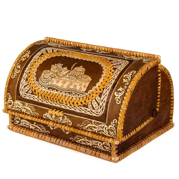 Bread Container Magic Feast Design Birch Bark Bread Box 13x11x7.9-inch Birch Container Wooden Bread Keeper
