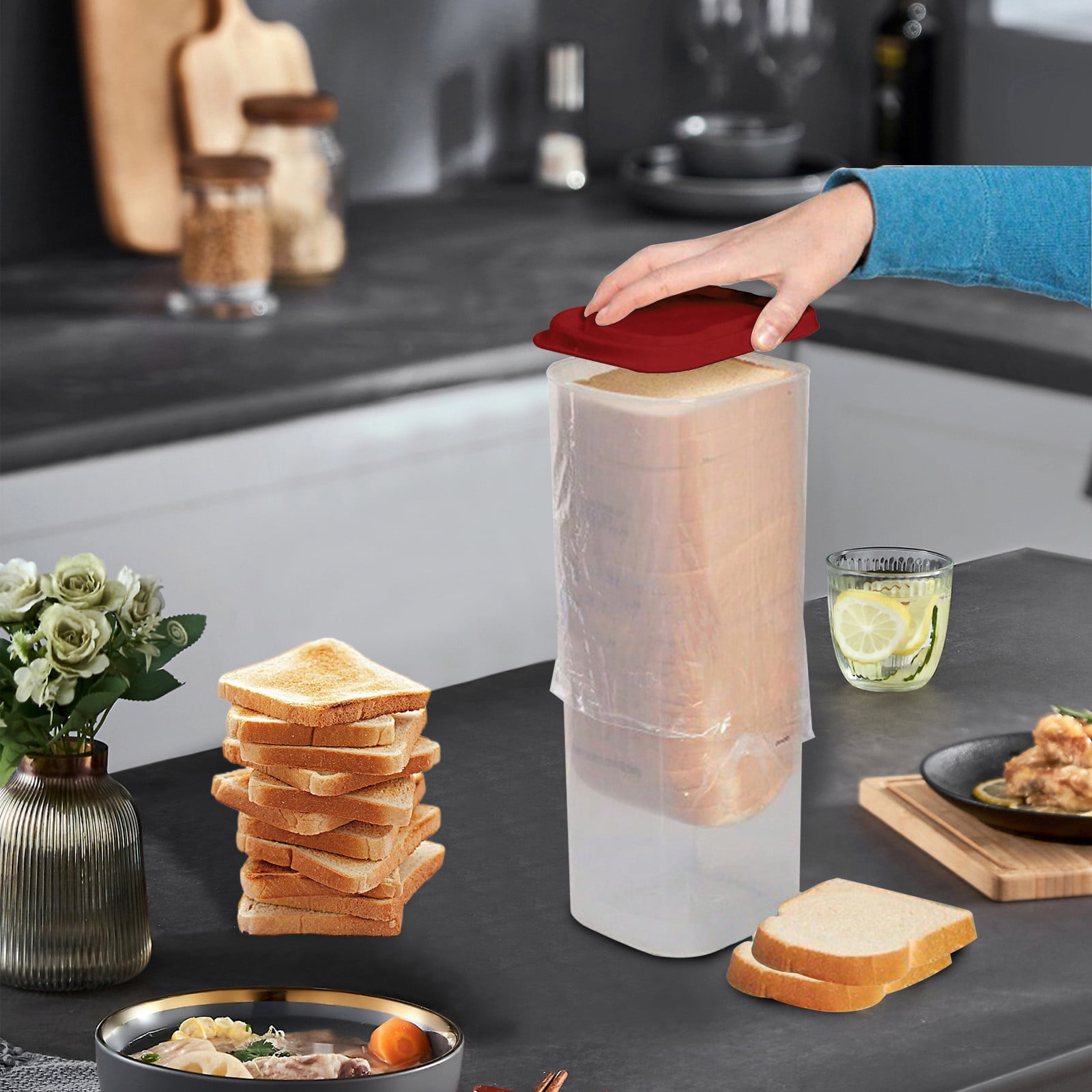 Bread Container Plastic Bread Box Bread Keeper with Airtight Lid Bread