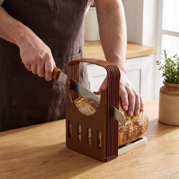 Bread Cutter, Foldable Compact Bread Slicer & Slicing Guide, Kitchen Accessory for Homemade Bread, Bagel, Loaf, Sandwich