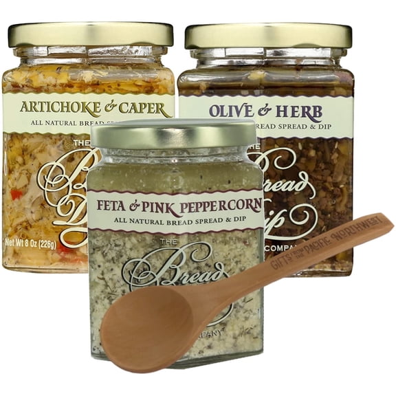 The Bread Dip Company I Olive & Herb, Artichoke & Capers, Feta & Pink Peppercorn with Tasting Spoon Bundle | Gifts from the Pacific Northwest
