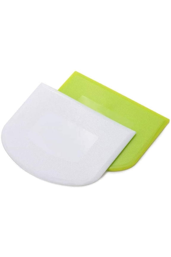 Bread Dough Scraper Plastic Cutter Flexible Plastic Scraper Practical Bench Scraper Multipurpose Food Scrappers for Home and Kitchen Modeling Tools Baking Accessories (White&Green)
