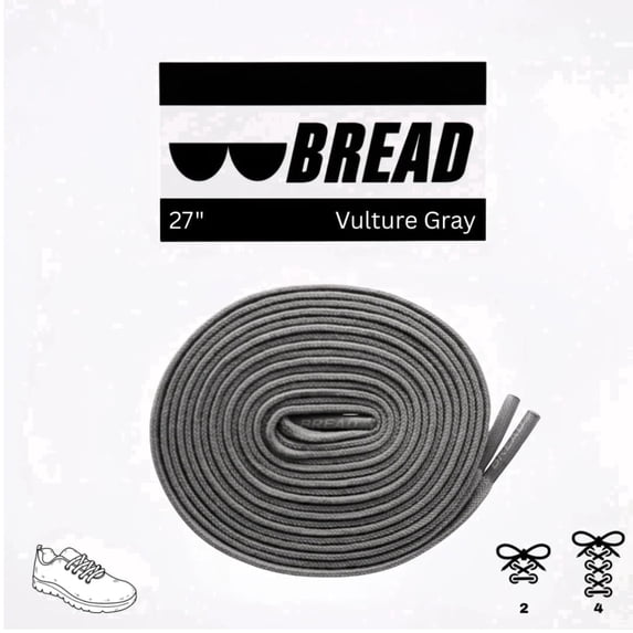 Bread Elastic Shoelaces, No Tie Stretch Shoelaces for Easy Slip-on, Vulture Gray, 27"