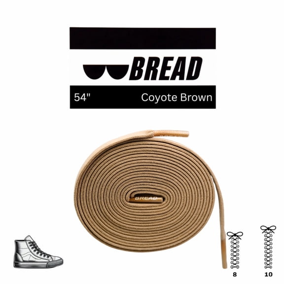 Bread Elastic Shoelaces – Tie Once, Slip On – Stretch Shoelaces That Look Real for Sneakers, Boots & Everyday Wear, Coyote Brown, 54"