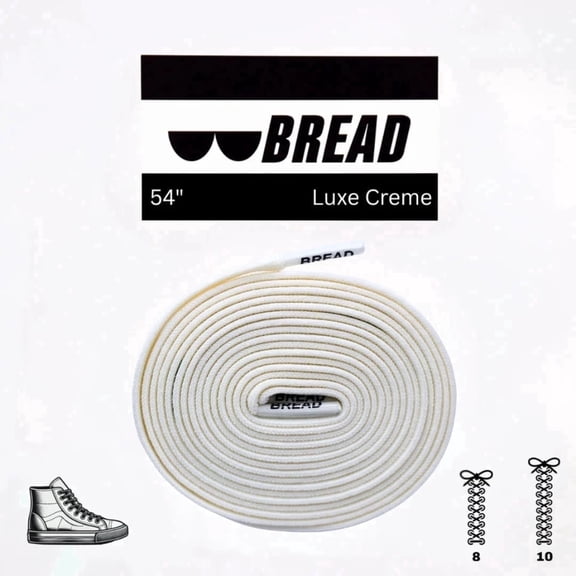 Bread Elastic Shoelaces, No Tie Stretch Shoelaces for Easy Slip-on, Luxe Creme, 54"