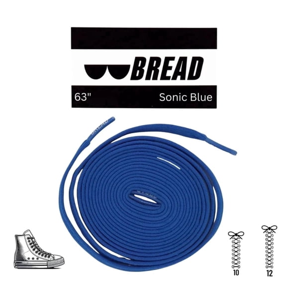 Bread Elastic Shoelaces, No Tie Stretch Shoelaces for Easy Slip-on, Sonic Blue, 63"
