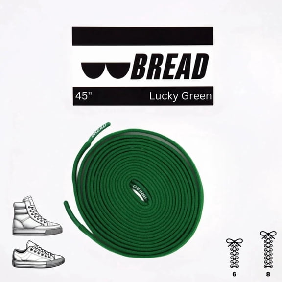 Bread Elastic Shoelaces, Slip-on Stretch Shoe Strings for Sneakers and Boots, Lucky Green, 45"
