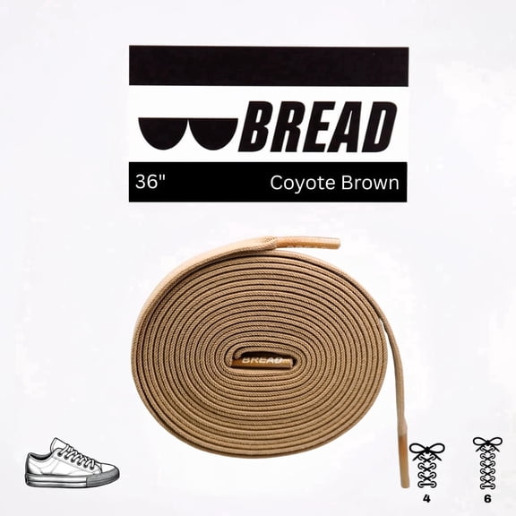 Bread Elastic Shoelaces, No Tie Stretch Shoelaces for Easy Slip-on, Coyote Brown, 36"
