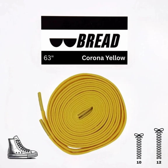 Bread Elastic Shoelaces – Tie Once, Slip On – Stretch Shoelaces That Look Real for Sneakers, Boots & Everyday Wear, Corona Yellow, 63"