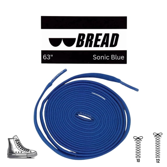 Bread Elastic Shoelaces, No Tie Stretch Shoelaces for Easy Slip-on, Sonic Blue, 63"
