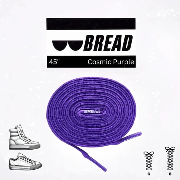 Bread Elastic Shoelaces, No Tie Stretch Shoelaces for Easy Slip-on, Cosmic Purple, 45"