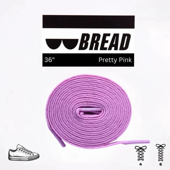Bread Elastic Slip-on Shoe Laces for Sneakers, Boots & Everyday Wear, Pretty Pink, 36"