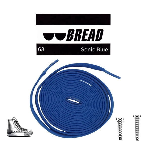 Bread Elastic Shoelaces, No Tie Stretch Shoelaces for Easy Slip-on, Sonic Blue, 63"