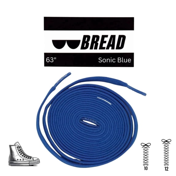Bread Elastic Shoelaces, No Tie Stretch Shoelaces for Easy Slip-on, Sonic Blue, 63"