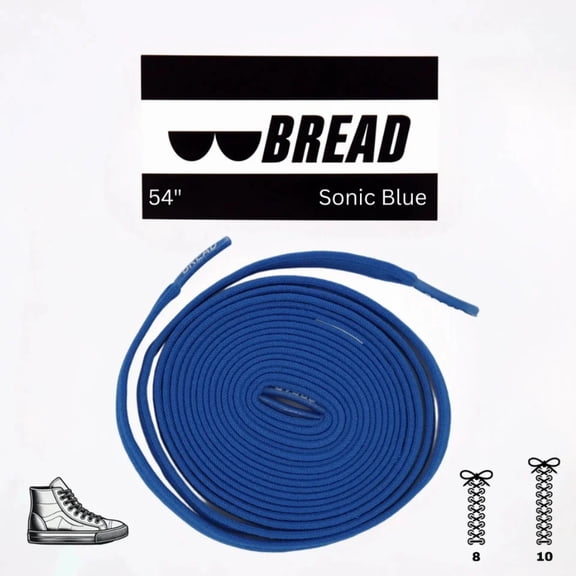 Bread Elastic Shoelaces – Tie Once, Slip On – Stretch Shoelaces That Look Real for Sneakers, Boots & Everyday Wear, Sonic Blue, 54"