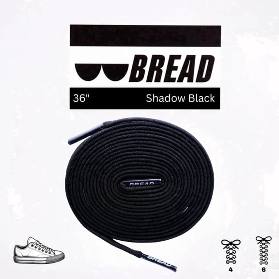 Bread Elastic Shoelaces, No Tie Stretch Shoelaces for Easy Slip-on, Shadow Black, 36"
