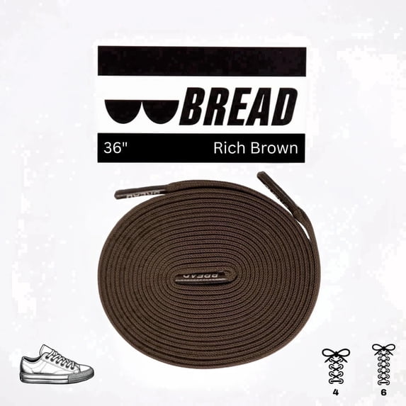 Bread Elastic Shoelaces, No Tie Stretch Shoelaces for Easy Slip-on, Rich Brown, 36"