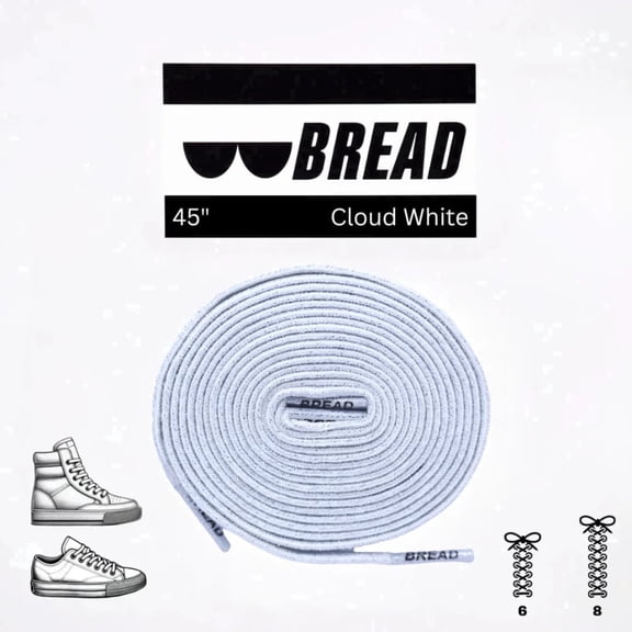 Bread Elastic Shoelaces – Tie once, Slip on Convenience – Premium Stretch Laces that Look like Real Shoelaces for Sneakers, Boots, Running Shoes, and Everyday Wear, Sparkly Cloud White, 45"