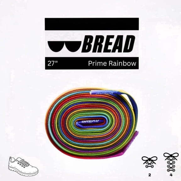 Bread Elastic Shoelaces, No Tie Stretch Shoelaces for Easy Slip-on, Prime Rainbow, 27"