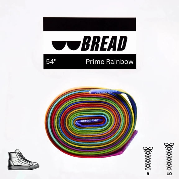 Bread Elastic Shoelaces – Tie Once, Slip On – Stretch Shoelaces That Look Real for Sneakers, Boots & Everyday Wear, Prime Rainbow, 54"