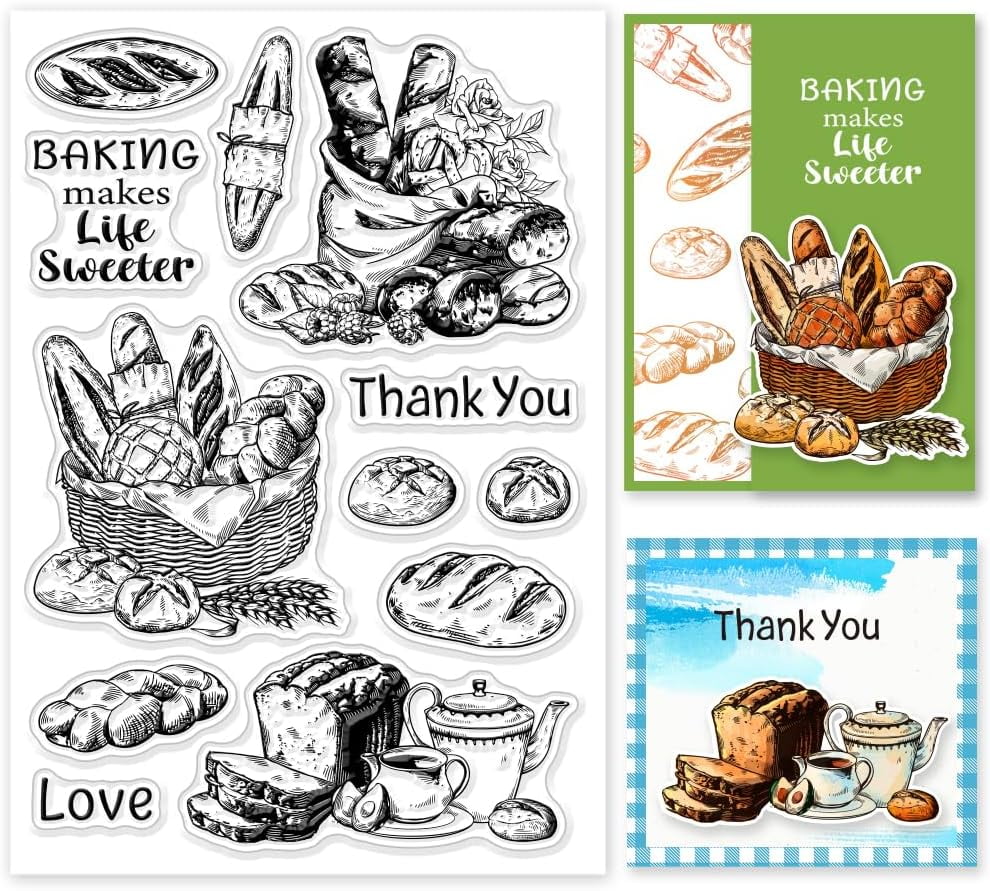 Bread Food Clear Stamps for Cards Making Teacup Afternoon Tea Clear ...