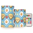 thumbnail image 1 of Bread Fried Egg Pattern Flameless LED Candle Set with Remote, Battery Operated Color Changing Pillar Candles, Set of 2, 1 of 7