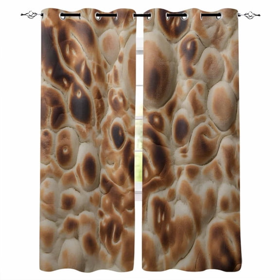 Bread Kitchen Curtains Brown Farmhouse Chic Abstract Food Texture Cafe Short Curtains for Bathroom Blackout Window Curtain Grommet Small Window Treatment Drapes for Bedroom Living Room 27.5"x39"x2