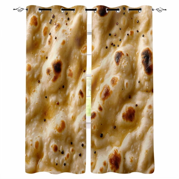 Bread Kitchen Curtains Farmhouse Brown Chic Abstract Food Texture Cafe Short Curtains for Bathroom Blackout Window Curtain Grommet Small Window Treatment Drapes for Bedroom Living Room 27.5"x39"x2